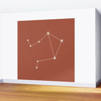 Libra Zodiac Star Constellation Line Art Terracotta Red Wall Mural Gallery Image 2