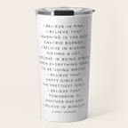 I Believe In Pink. I Believe That Laughing Is the Best Calorie Burnerâ¦ -Audrey Hepburn Travel Mug Gallery Image 1