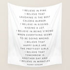 I Believe In Pink. I Believe That Laughing Is the Best Calorie Burnerâ¦ -Audrey Hepburn Wall Tapestry Gallery Image 4