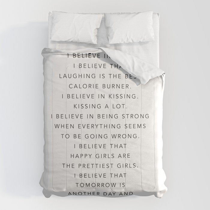 I Believe In Pink. I Believe That Laughing Is the Best Calorie Burnerâ¦ -Audrey Hepburn Comforter Gallery Image 1