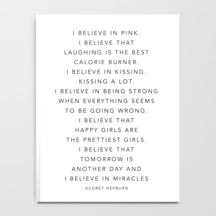 I Believe In Pink. I Believe That Laughing Is the Best Calorie Burnerâ¦ -Audrey Hepburn Notebook Gallery Image 4