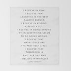 I Believe In Pink. I Believe That Laughing Is the Best Calorie Burnerâ¦ -Audrey Hepburn Throw Blanket Gallery Image 2