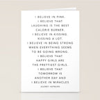 I Believe In Pink. I Believe That Laughing Is the Best Calorie Burnerâ¦ -Audrey Hepburn Stationery Card Gallery Image 2
