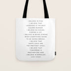I Believe In Pink. I Believe That Laughing Is the Best Calorie Burnerâ¦ -Audrey Hepburn Tote Bag Gallery Image 1
