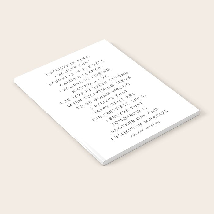 I Believe In Pink. I Believe That Laughing Is the Best Calorie Burnerâ¦ -Audrey Hepburn Notebook Gallery Image 1