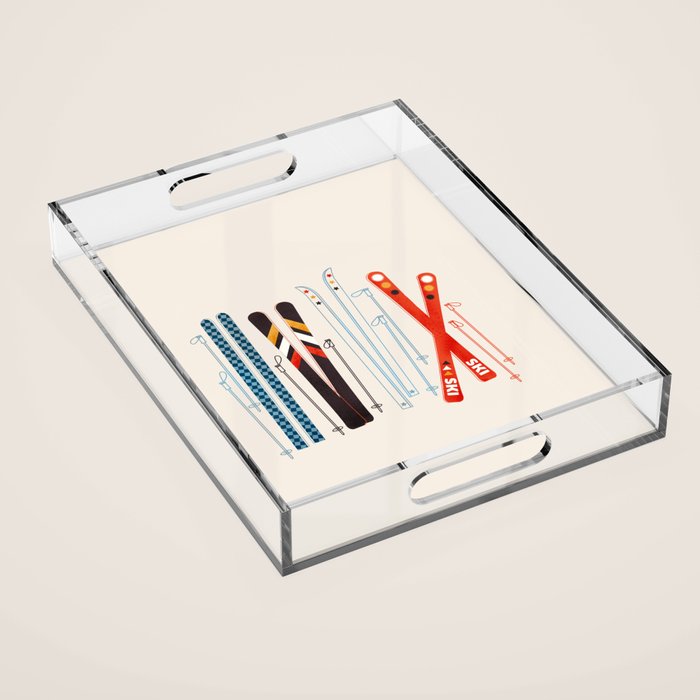 Retro Ski Illustration Acrylic Tray Gallery Image 1