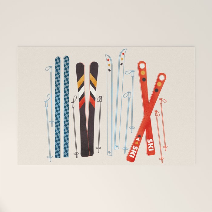 Retro Ski Illustration Welcome Mat Gallery Image 1
