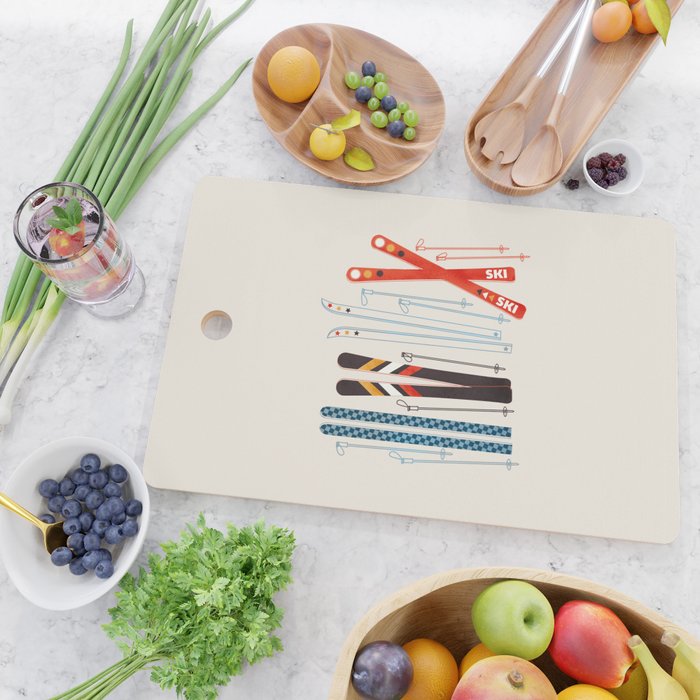 Retro Ski Illustration Cutting Board Gallery Image 2