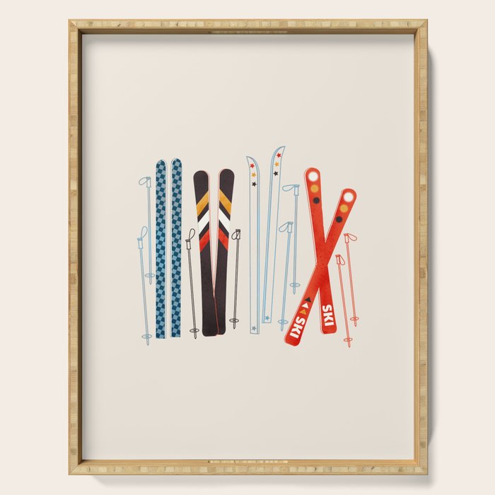 Retro Ski Illustration Serving Tray Gallery Image 1