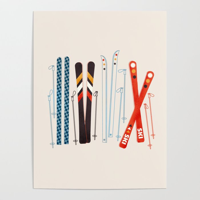 Retro Ski Illustration Poster
