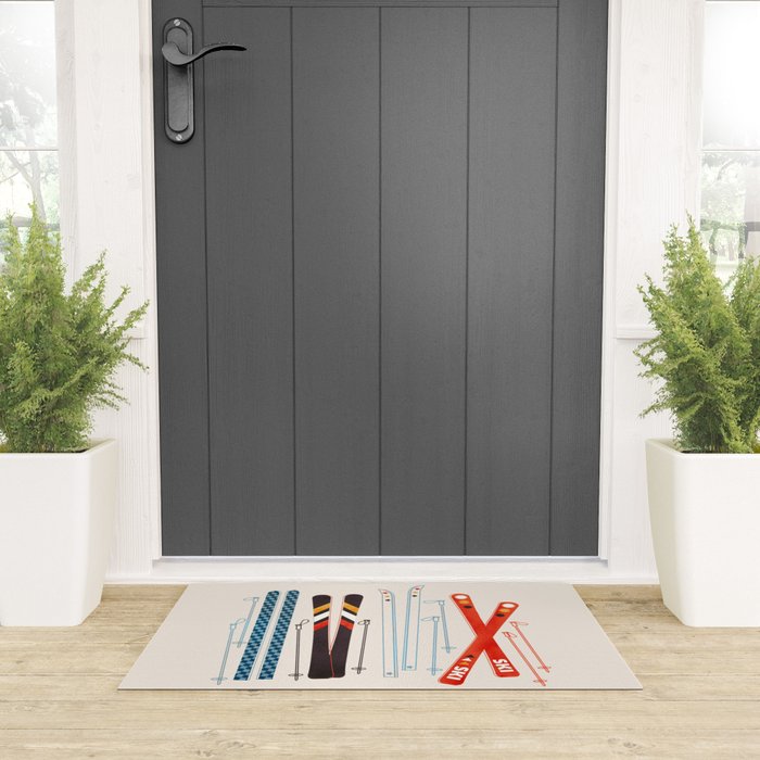 Retro Ski Illustration Welcome Mat Gallery Image 3