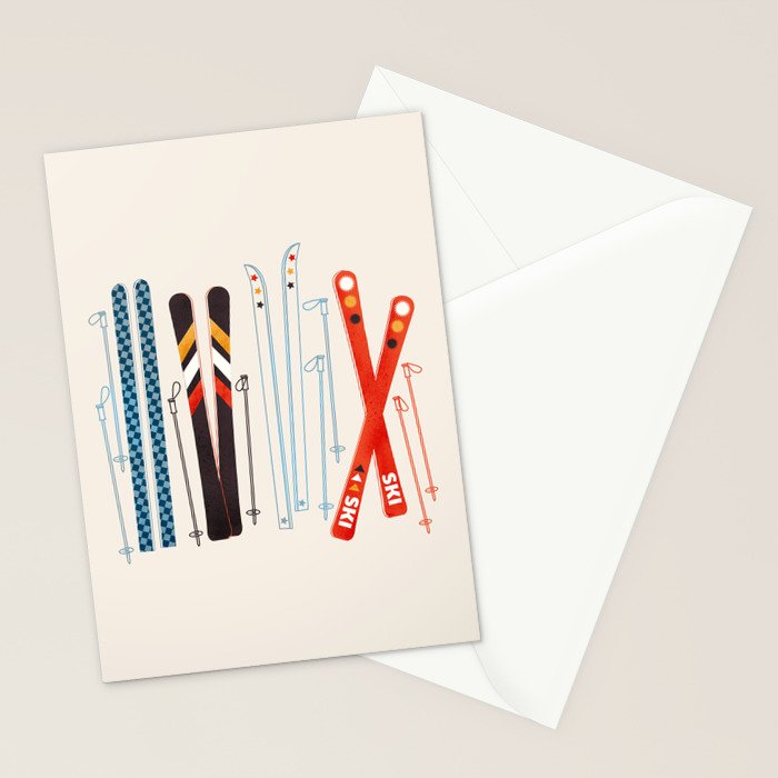 Retro Ski Illustration Stationery Card Gallery Image 2