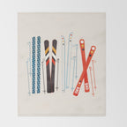 Retro Ski Illustration Throw Blanket Gallery Image 2