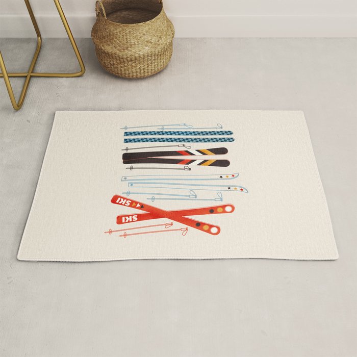 Retro Ski Illustration Rug Gallery Image 1
