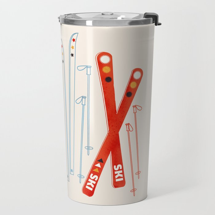 Retro Ski Illustration Travel Mug Gallery Image 2
