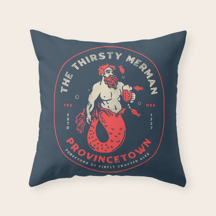 The Thirsty Merman Provincetown, Massachusetts Throw Pillow Gallery Image 6