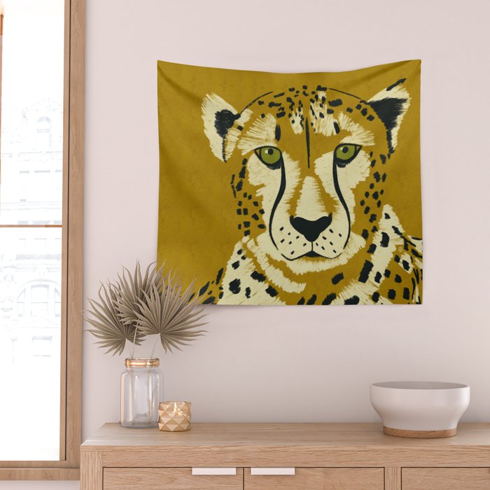 Big Cat Series - Cheetah Yellow Wall Tapestry Gallery Image 2