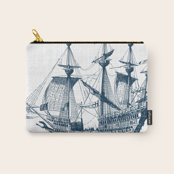 Blue vintage nautical wind sailing boat Carry All Pouch Gallery Image 1