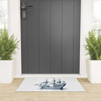 Blue vintage nautical wind sailing boat Welcome Mat Gallery Image 3