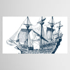 Blue vintage nautical wind sailing boat Tablecloth Gallery Image 2
