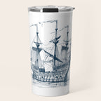 Blue vintage nautical wind sailing boat Travel Mug Gallery Image 1