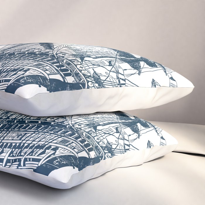 Blue vintage nautical wind sailing boat Pillow Sham Gallery Image 3