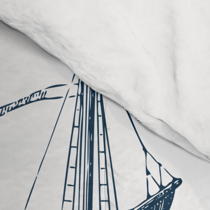Blue vintage nautical wind sailing boat Comforter Gallery Image 4