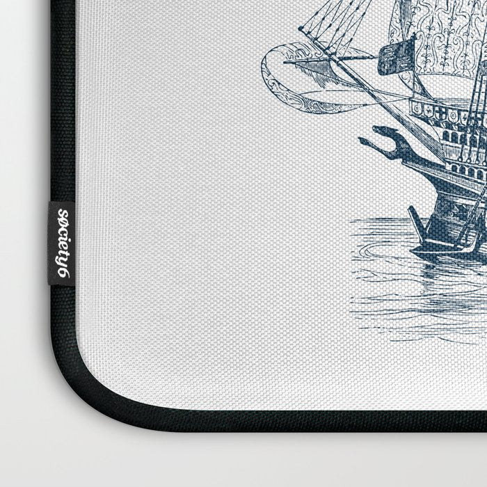 Blue vintage nautical wind sailing boat Laptop Sleeve Gallery Image 3