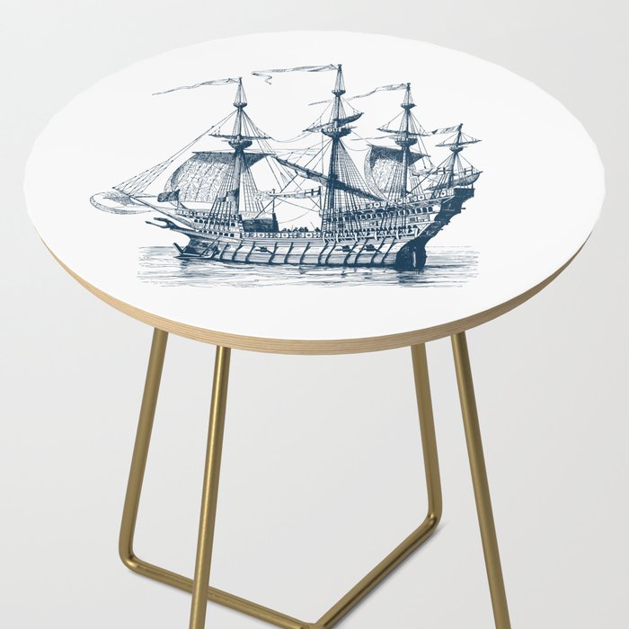 Blue vintage nautical wind sailing boat Side Table Gallery Image 2