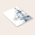 Blue vintage nautical wind sailing boat Notebook Gallery Image 3
