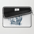 Blue vintage nautical wind sailing boat Laptop Sleeve Gallery Image 2