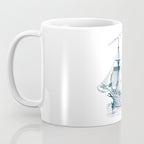 Blue vintage nautical wind sailing boat Coffee Mug Gallery Image 3