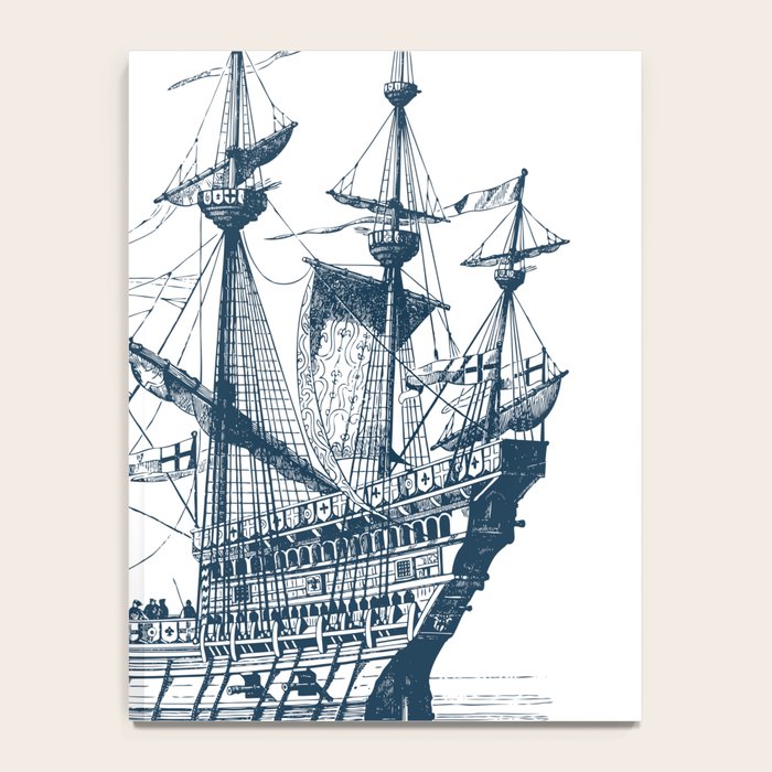 Blue vintage nautical wind sailing boat Notebook Gallery Image 4