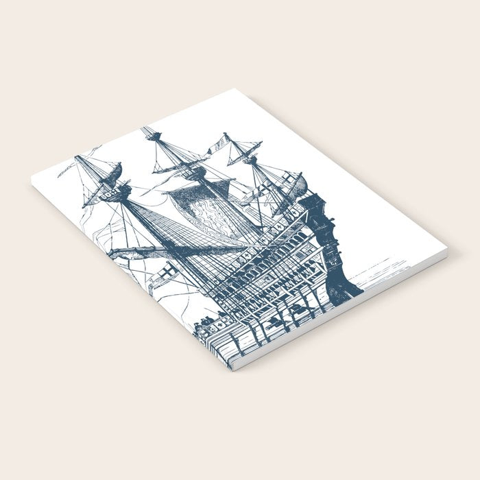 Blue vintage nautical wind sailing boat Notebook Gallery Image 2