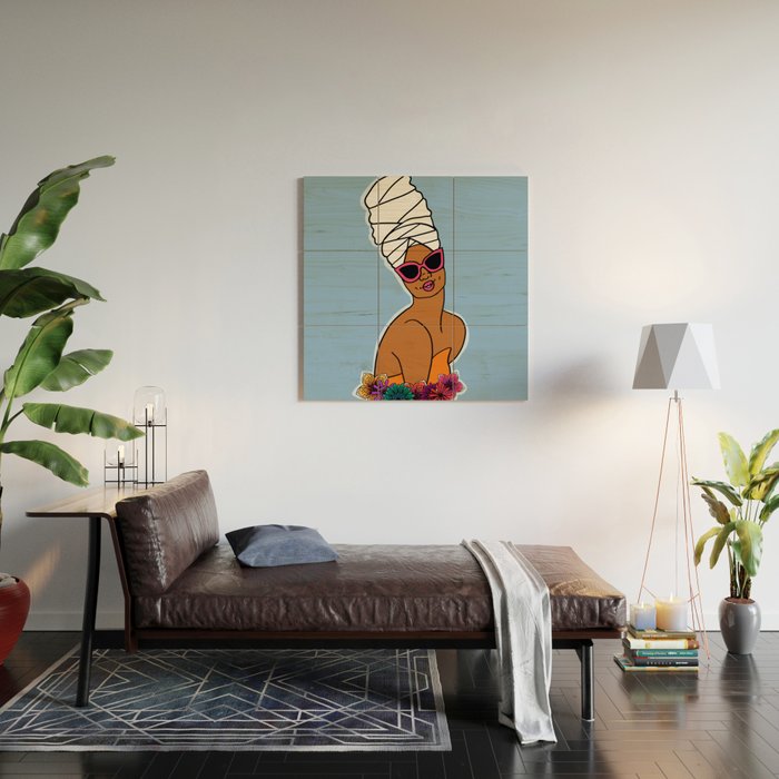 Ayana in Blue Wood Wall Art Gallery Image 2