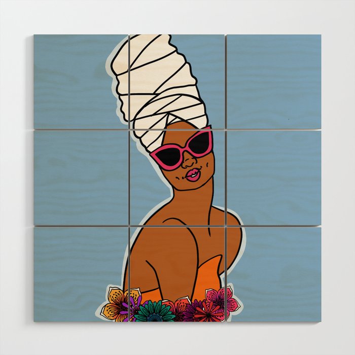 Ayana in Blue Wood Wall Art Gallery Image 1