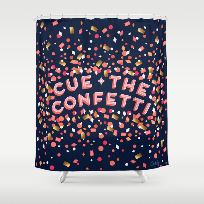 Cue the Confetti - Navy Palette Shower Curtain Gallery Image 1