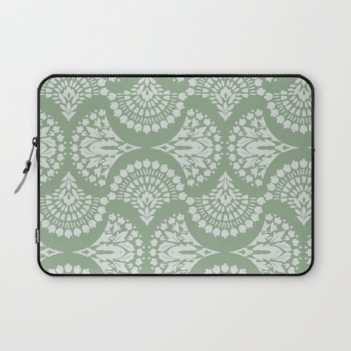 Sage Green Ornate Boho Laptop Sleeve Gallery Image 1