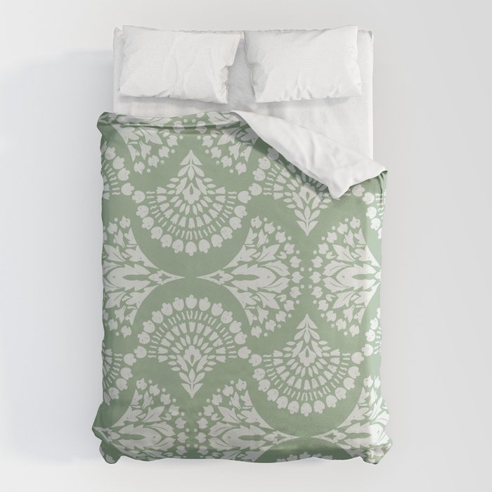 Sage Green Ornate Boho Duvet Cover Gallery Image 6