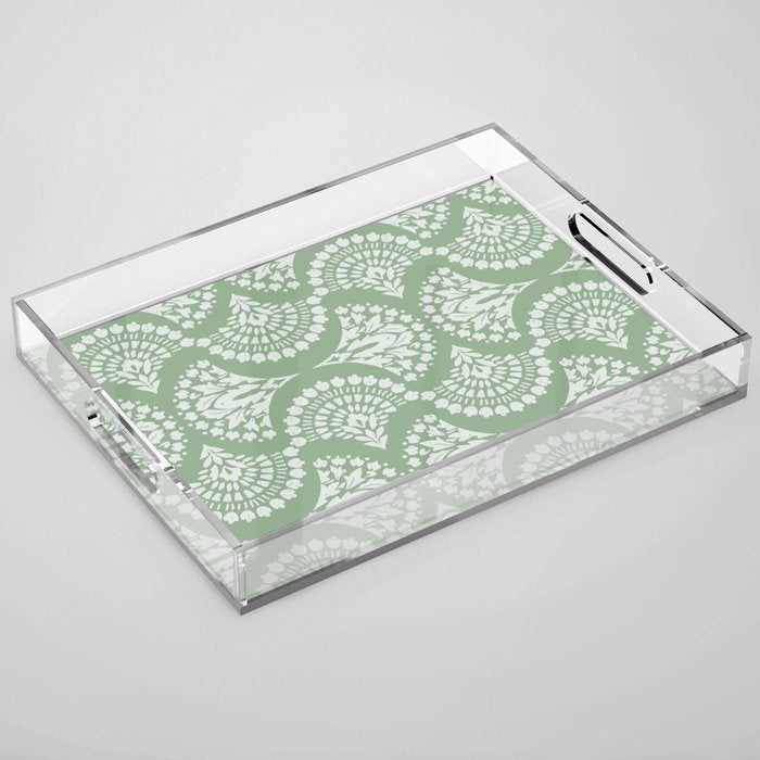 Sage Green Ornate Boho Acrylic Tray Gallery Image 1