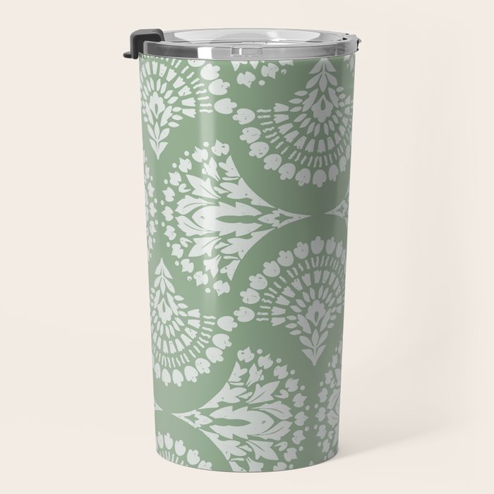 Sage Green Ornate Boho Travel Mug Gallery Image 3