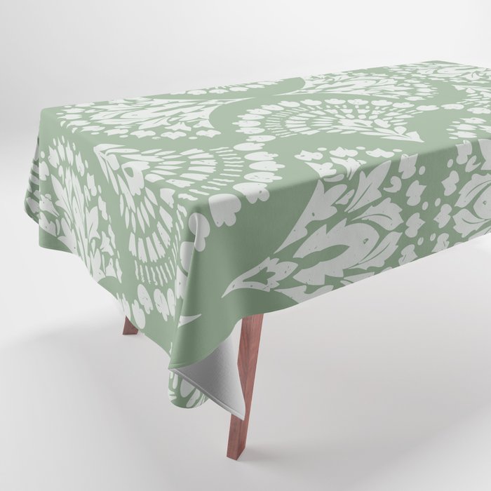 Sage Green Ornate Boho Tablecloth Gallery Image 1