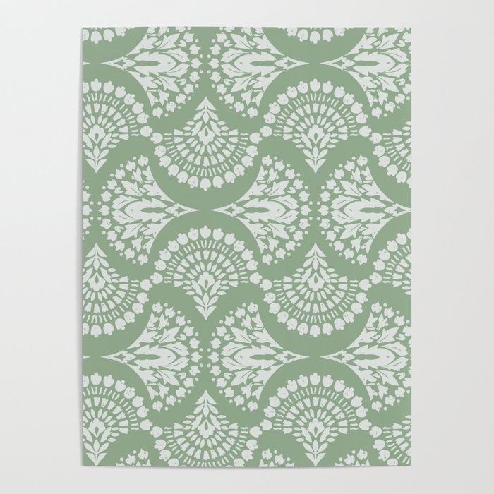 Sage Green Ornate Boho Poster Gallery Image 1