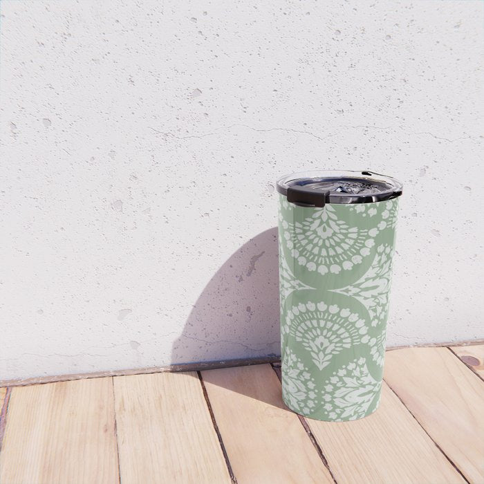 Sage Green Ornate Boho Travel Mug Gallery Image 4