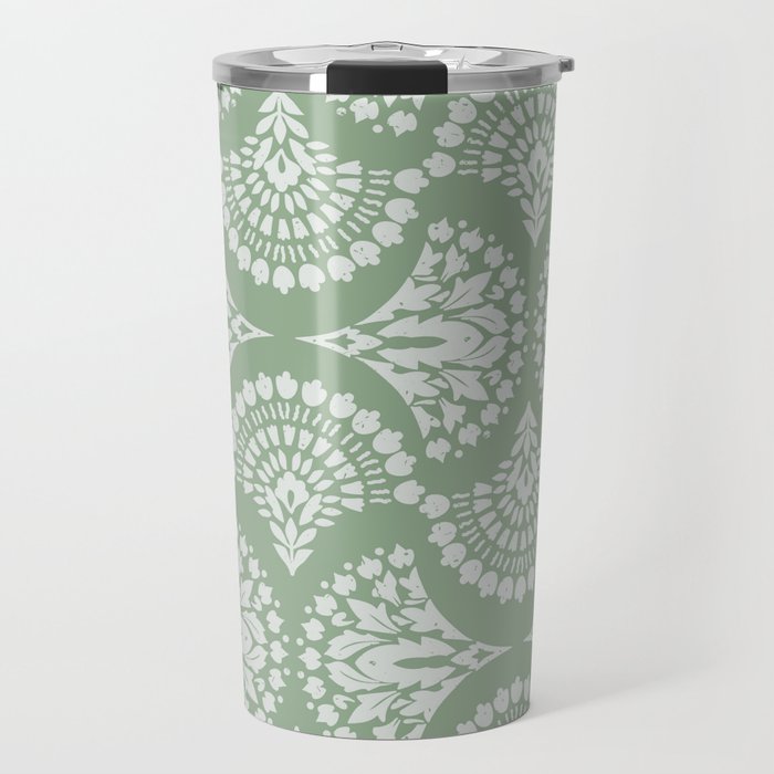 Sage Green Ornate Boho Travel Mug Gallery Image 1