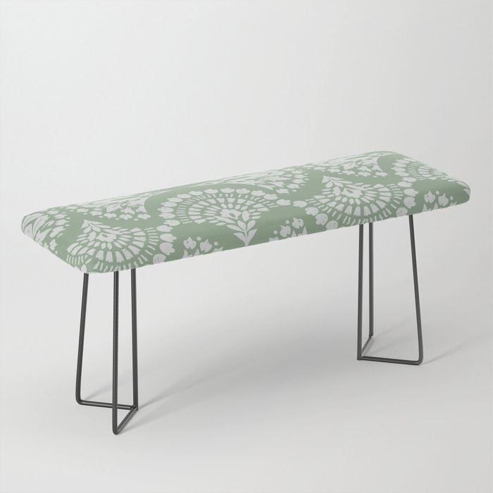 Sage Green Ornate Boho Bench Gallery Image 1