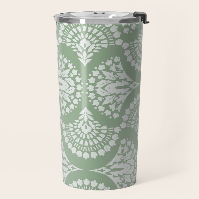 Sage Green Ornate Boho Travel Mug Gallery Image 2