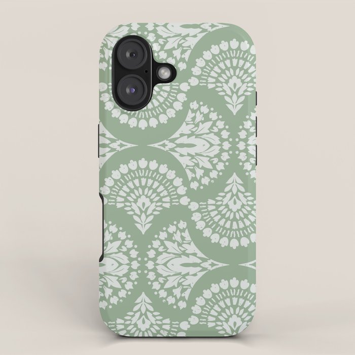Sage Green Ornate Boho iPhone Case Gallery Image 1