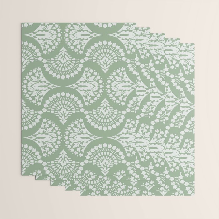 Sage Green Ornate Boho Wrapping Paper Gallery Image 3