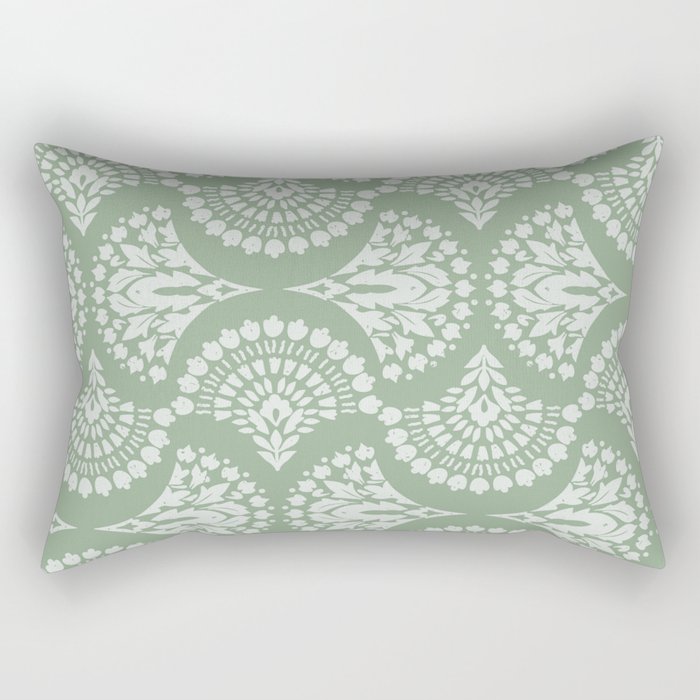 Sage Green Ornate Boho Rectangular Pillow Gallery Image 1